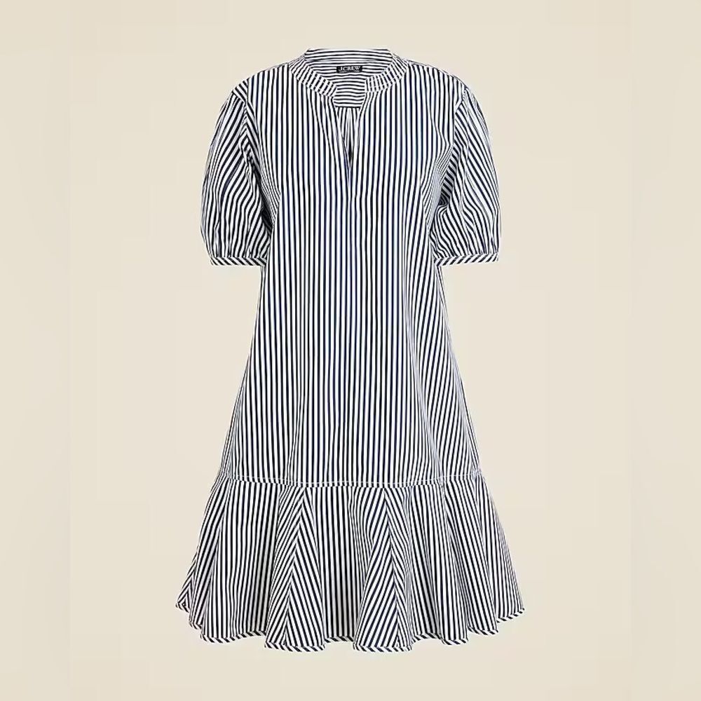 NWT J CREW Delilah dress in striped cotton poplin in “Dark Evening” blue stripe - Picture 3 of 7